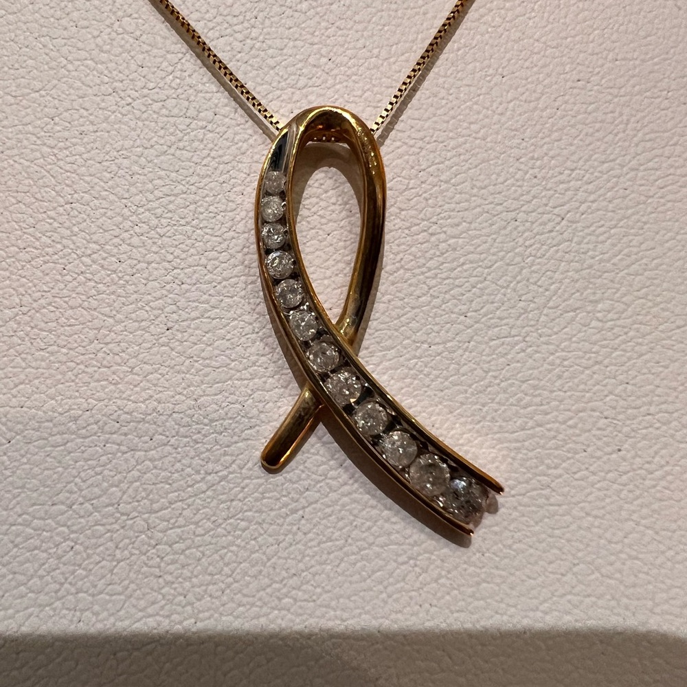 SOLD 4/11 10K Yellow Gold & Diamond Slider Pendant Necklace (appraised) - Picture 4 of 12